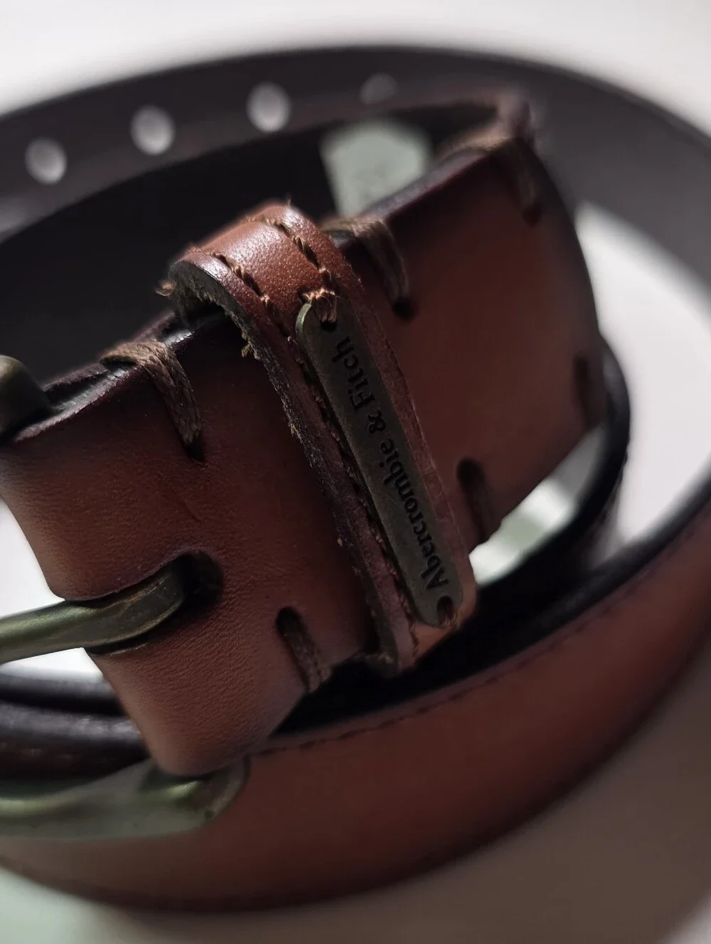 Abercrombie & Fitch Brown Leather Belt – A&F Logo